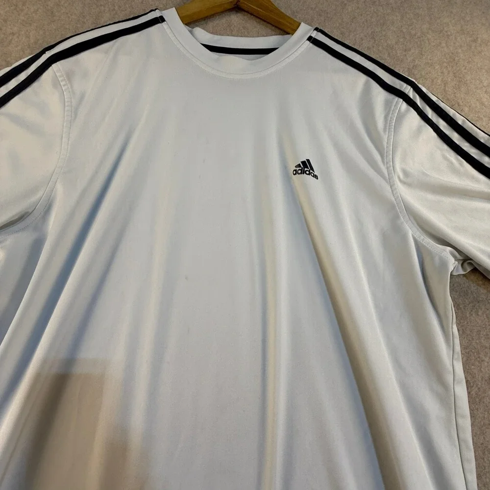 Adidas Climalite Mens White 3-Stripe Short Sleeve Training T-Shirt Large T1935
